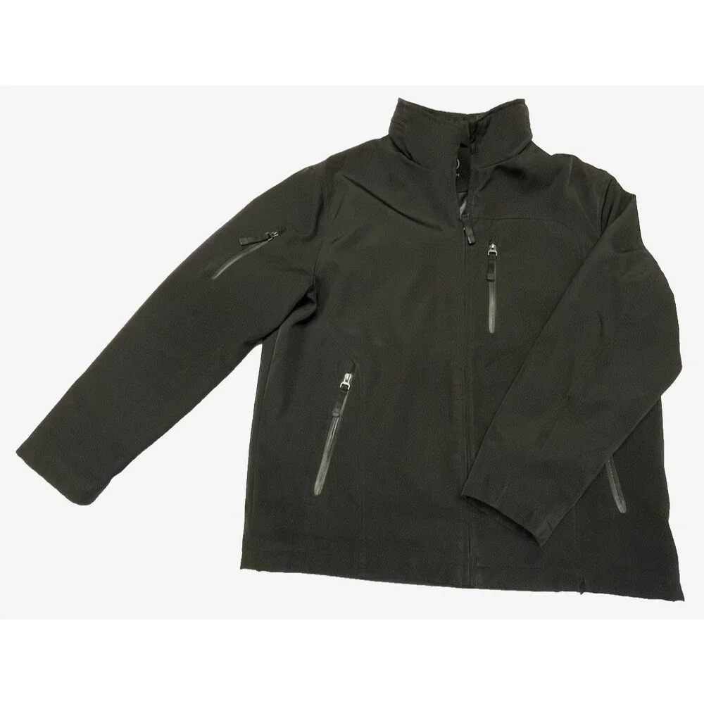 Tumi  T-Tech Black Jacket Hidden Hood Full Zip Pockets Men's Size Large